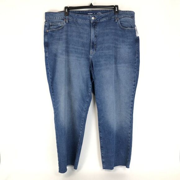 Old Navy High Rise O.G. Loose Jeans Women’s Plus Size 26 Raw Hem Stretch - Picture 1 of 15